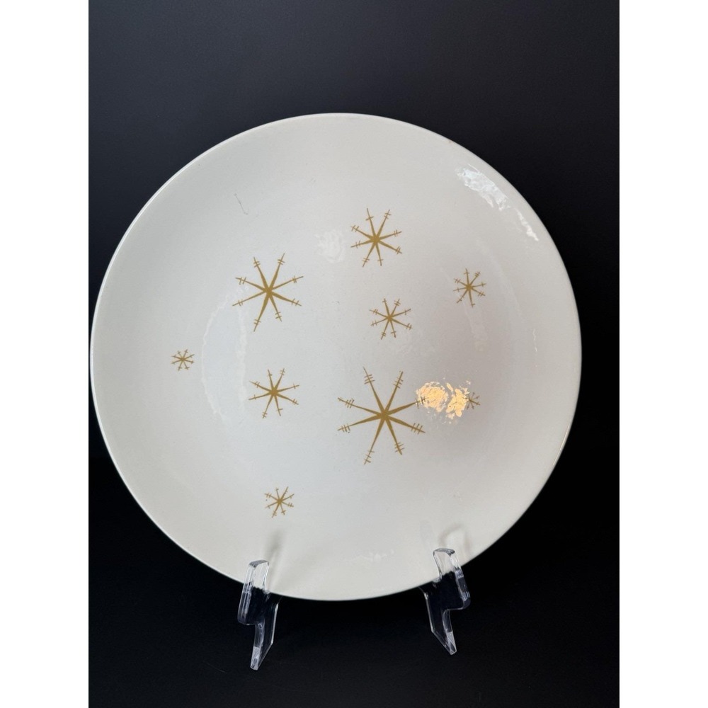 Royal China Star Glow 10" Dinner Plate Vintage MCM Atomic Starburst Ironstone